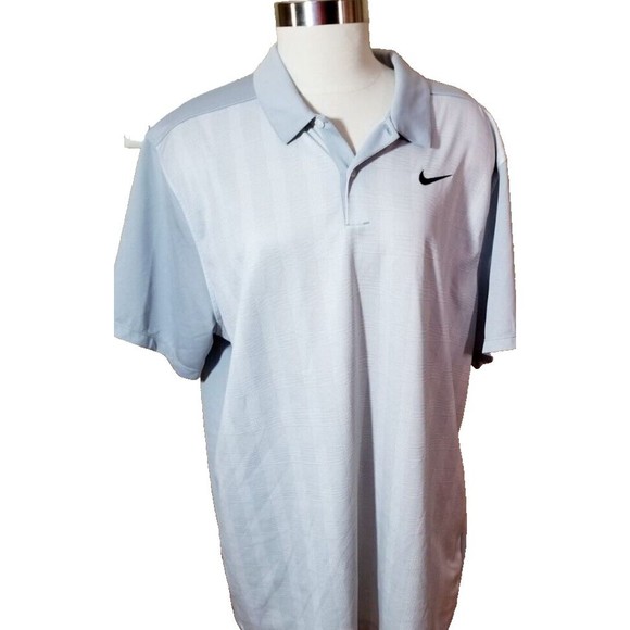 Nike Dri-Fit Two Tone Gray Polo Short Sleeve Shirt Men's Size XL Collar Buttons - Picture 1 of 6